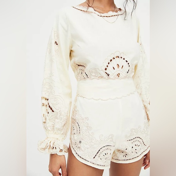Free People - Palmas Playsuit Lace Detail Romper - Women’s XS